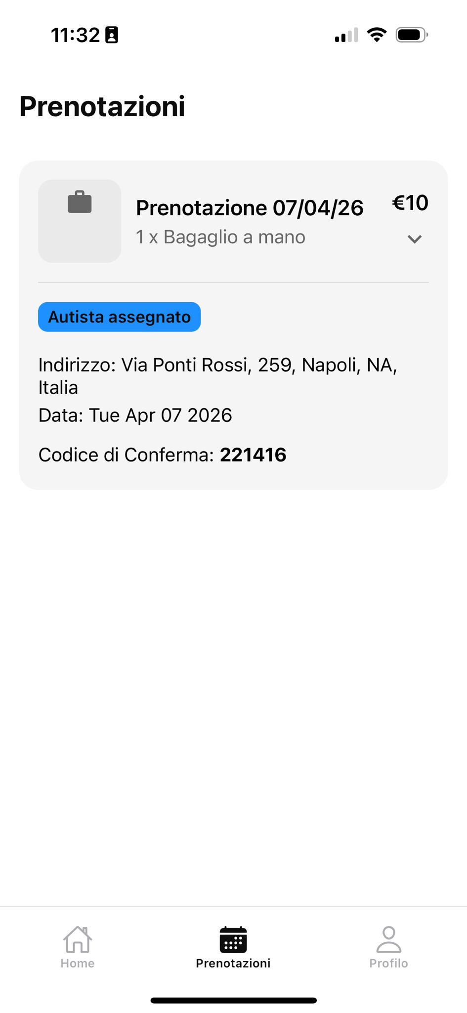 Booking page interface