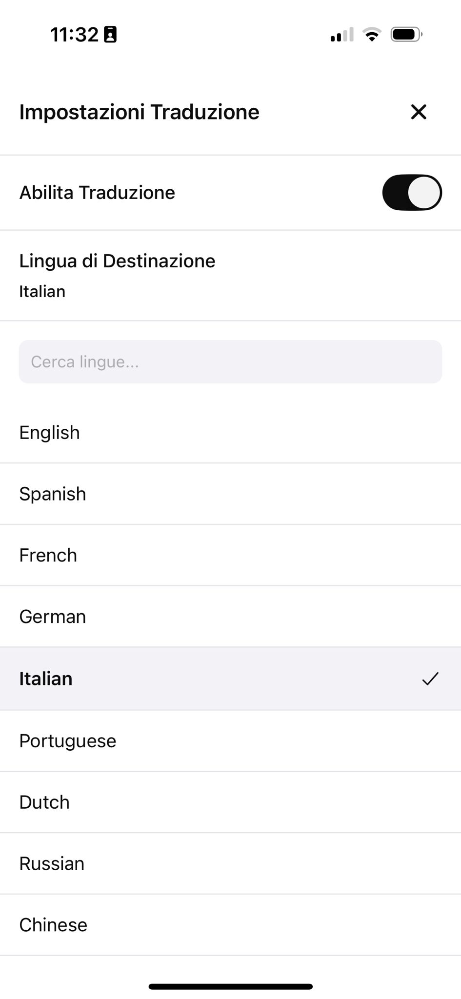 Translation settings