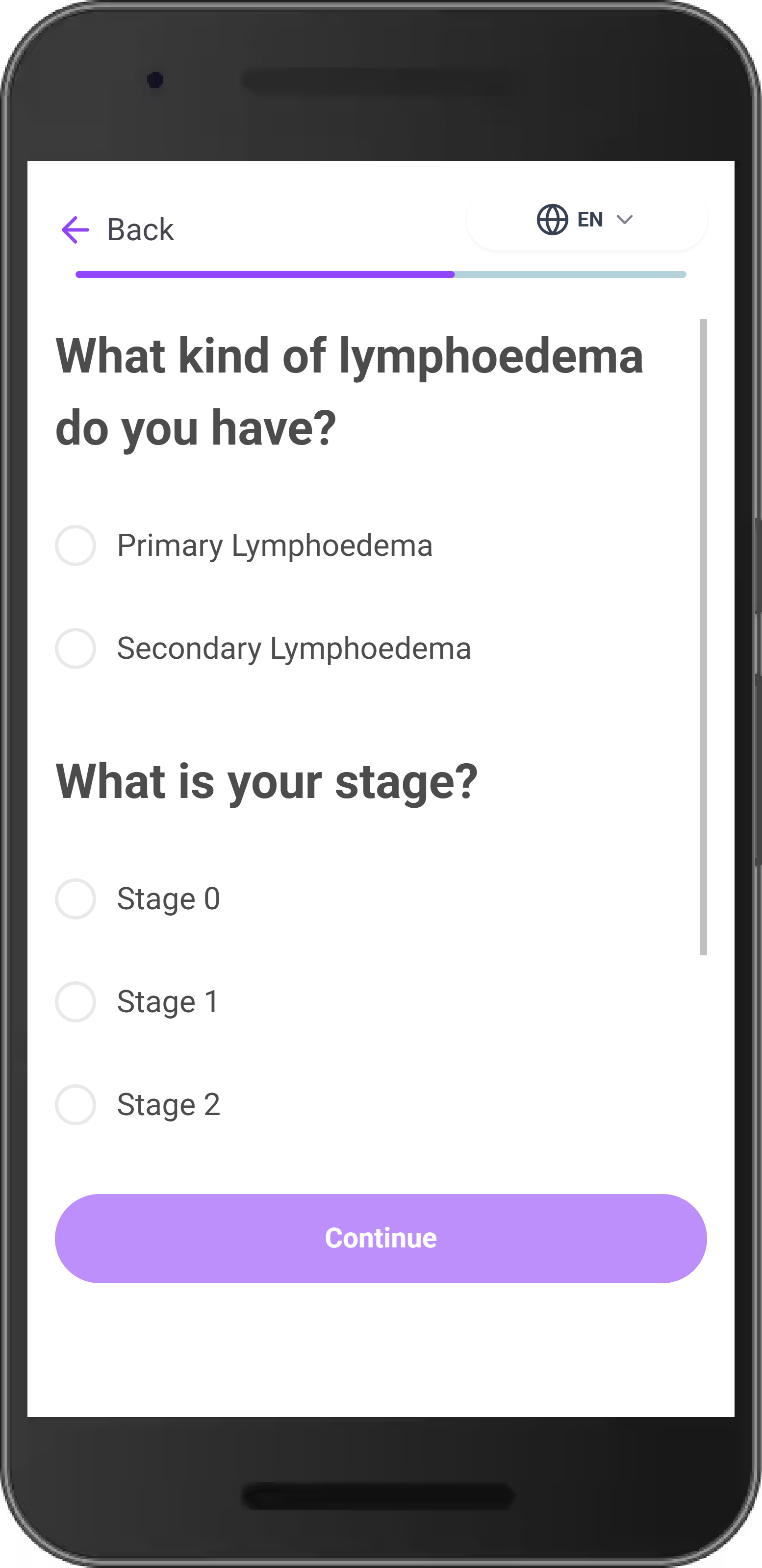 User onboarding flow with profile setup and health information input