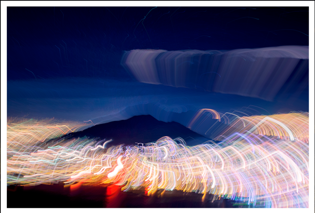 NYA generated result preview with light trails over the Gulf of Naples and Vesuvio